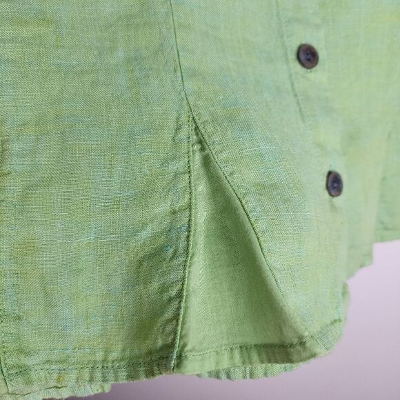 J.Jill Linen Top Blouse Lime Green Sleeveless Button-Up Shirt Pleated Size L - Picture 9 of 12